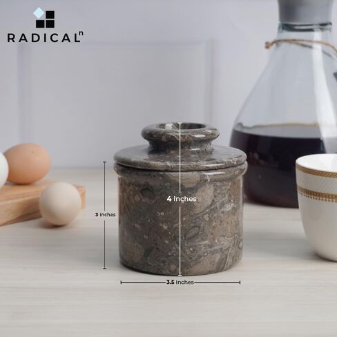 Radicaln Butter Dish Keeper Brown Handmade Marble Cold Crock Butter Holder Pot - French Style Deep Covered Butter with Lid in Saudi Arabia