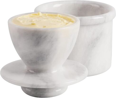 Radicaln Butter Dish Keeper Brown Handmade Marble Cold Crock Butter Holder Pot - French Style Deep Covered Butter with Lid in Saudi Arabia