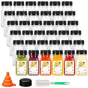 BAKHUK 36pcs 16oz Empty Plastic Juice Bottles with Caps, Reusable Clear Bulk Beverage Containers for Juice, Milk and Other Beverages