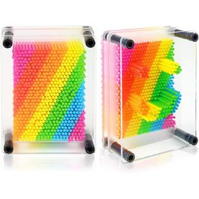 ArtCreativity Rainbow 3D Pin Art Game - Set of 2 - Colorful Plastic Pin Art Sensory Toy for Kids & Adults, Classic Pin Impression Art Sculpture Toys, Novelty Gift Set, Party Favors, Goodie Bag fillers