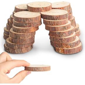 30PCS Unfinished Natural Wood Slices with Bark, 2-2.36 inch Round Wooden Discs with Tree Bark, Wood Cookies Circles for Crafts Christmas Ornaments,DIY Crafts,Party Wedding Decor