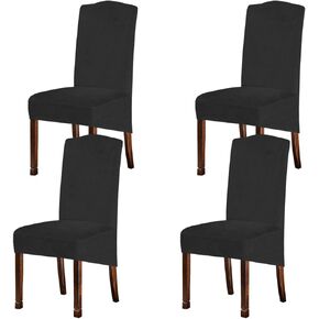 Velvet Plush XL Dining Chair Covers, Stretch Chaircover, Spandex High Chairs Protector Covers Seat Slipcover with Elastic Band for Dining Chairs (Tauqe 1, Set of 6)