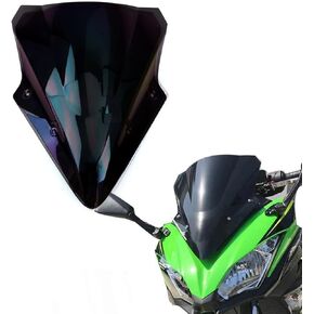 New Kawasaki Ninja 650 Windscreen Double Bubble Windshield Deflector for KAWASAKI NINJA 650 EX650 ER6F 2017-2019(Black)