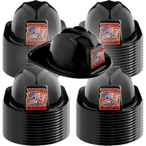 Jiuguva 48 Pcs Firefighter Hats for Kids Plastic Toddler Soft Fireman Hat Fire Chief Helmet for Role Play Costume Party (Black) in Kuwait