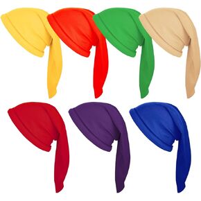 7 Pieces Halloween Dwarf Hats Dwarf Costume Hats Gnome Hats Party Hats for Christmas Fairy Tale Costumes, Red, Green, Orange, Purple, Yellow, Blue, Brown, for Age over 6