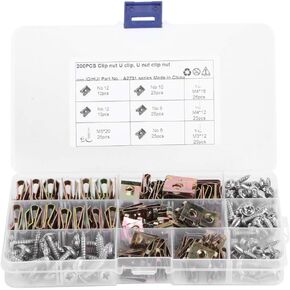 Auto Car U Clip, 200Pcs Screw Clips, Automotive Screws and Clips, U Nut Clips, Speed Nuts, U Nut Clip Set, U Type Clips 6/8/10/12 Assortment Interior Trim Fasteners with Screws in Kuwait