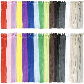 Invisible Zippers, Wartoon 60pcs 40cm/16 Inch and 20cm/8 Inch Invisible Multicolor Nylon Coil Zippers for Sewing and Crafts 15 Colors