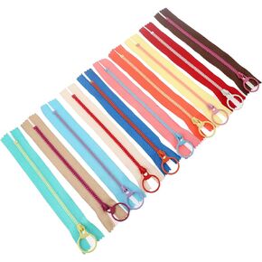 Mgoodoo 10Pcs 20cm Nylon Resin Zipper, Plastic Zippers with Lifting Ring Quoit, Sewing Zippers for DIY Sewing Craft Tailor Bag Garment Random Color