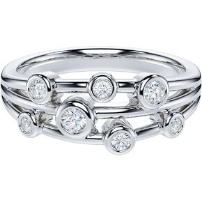 THELANDA Genuine Moissanite or Simulated Diamond Bubble Cocktail Fashion Anniversary Ring Wedding Band For Women