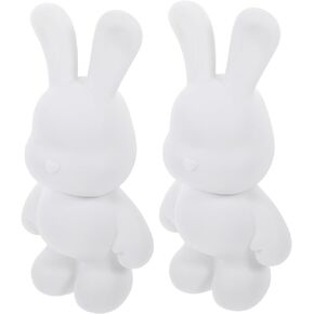 Toyvian 2pcs White Embryo Rabbit Piggy Bank Piggy Banks Bunny Toys for Rabbits Bunny Money Bank Piggy Bank Coloring Kit Toy for Kids Adorable Hand Making Toy Vinyl Decorate Graffiti Child