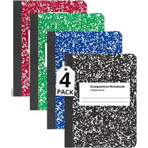 1InTheOffice أجهزة الكمبيوتر المحمولة التي تحكم الكلية، كتاب التكوين، دفتر الملاحظات الذي يحكم الكلية، ألوان متنوعة 9.75 × 7.5، 4 عبوات