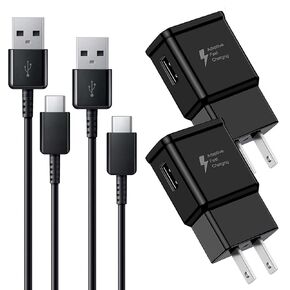 2-Pack Adaptive Fast Charging Wall Charger and 6.6-Feet USB Type C Data Cable Kit Compatible with Samsung Galaxy S22/S21/S20/S10/S9/S8/Note 20/Note 10/Note 9/Note 8/Z Fold/Z Flip/A Series& Others