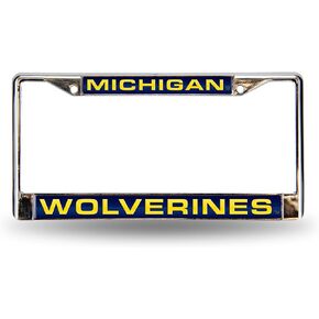 Rico Industries NCAA Michigan Wolverines Blue Chrome Laser License Frame 12" x 6"