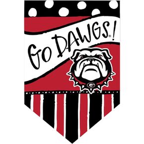 Magnolia Lane University of Georgia Bulldogs Football House Flag, Go Dawgs Dots and Stripes