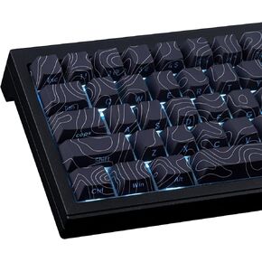 Tsungup Custom Keycaps,PBT Side Printed Keycap Set - Shine Through Keycaps,135 Keys Contour Line Cool Keycaps,Cherry Profile Keyboard Keycaps for Cherry MX Switches Mechanical Keyboards(Black Keycaps)