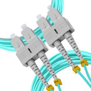 NewYork Cables Fiber Patch Cable | SC to SC Multimode Duplex OM4 50/125 Jumper Cord | 5M (16.4ft) 40gb Fiber Optic Cable (Aqua)