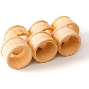 tuuli Kitchen – Wooden Napkin Rings, 6-Piece Napkin Holders for Table Decoration, Wooden Ring Set for Cloth, Linen and Paper Table Napkins, 1.69 x 1.26 inches