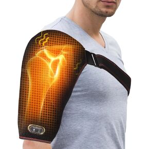 وسادات تدفئة الكتف لألم الكفة المدورة - وسادة تدفئة للأكتاف مع 3 تسخين واهتزاز قابلين للتعديل - لفافة كتف ساخنة مع تدليك للرجال والنساء in Kuwait