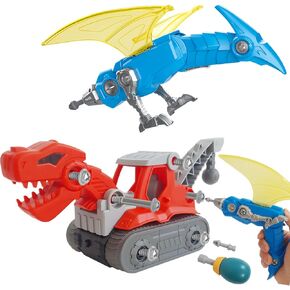 Dinosaur Toys:2 pcs Take Apart Stem Toys for 3-8 Years Old Boys Girls , Educational Construction Toys with Electric Drill， Party Christmas Birthday Gifts for Toddlers