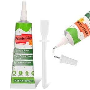 80 ML Fabric Glue for Clothing, Clear Fabric Glue for Clothing Permanent Washable, Liquid Fusion Glue Adhesive for Leather, Patches, All Fabrics