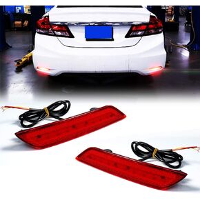 ADIIL Smoked Lens 60-SMD LED Bumper Reflector Brake Tail Turn Signal Lights Compatible with 2013-2015 Honda Civic Sedan