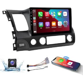 Naifay Car Radio for Honda Civic 2006 2007 2008 2009 2010 2011 with WiFi GPS Navigation 2G+32G 10.1inch Touchscreen Car Radio Wireless Carplay Android Auto Bluetooth MirrorLink Backup Camera SWC