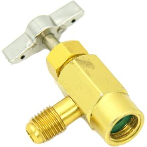 R134a Can Tap, Puncture Style Cans, with 1/4" SAE Male Thread to Connect R12 Manifold, R134A Valve Tool Bottle Opener 1/2In Female,1/4In SAE Male, for Automotive Air Conditioner Hose Fitting