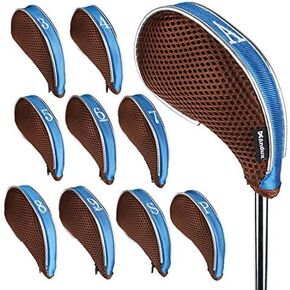 Andux Mesh Golf Iron Club Head Covers with Zipper Left and Right Handed 10pcs/Set