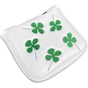 Square Golf Mallet Putter Cover Head Cover - Putter Headcover Magnetic Closure - Waterproof PU Leather - Lucky Clover Design