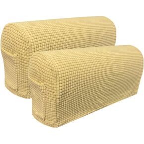 Sofa Armrest Covers Pack of 4 Sofa Arm Slipcovers with a Pocket Elastic Sofa Armrest Protector Removable Couch Arm Covers Anti-Slip Armrest Covers Christmas Decoration (Wine Red)