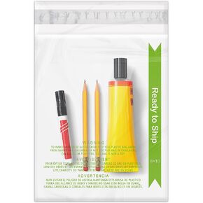 Clear Poly Bags with Suffocation Warning – 8x10 Transparent Plastic Bags for Packaging – Tamper Evident Self-Sealing Small Business Clothing Packaging Bags for Shipping (100 Bags)