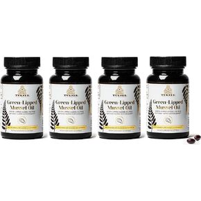 TURNER New Zealand Green Lipped Omega-3 Mussel Oil, 53x Higher Potency with UAF1000+ Super Antioxidant for Superior Joint Comfort & Mobility, No Fishy Aftertaste, 4 Bottles, 240 Softgels