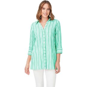 تونيك نسائي من Foxcroft باميلا 3/4 كم مخطط للشاطئ