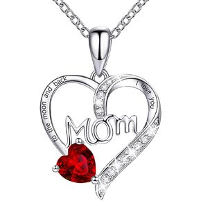 Love Heart Pendant Necklaces for Women，Mothers Day Jewelry Gifts for Mom Grandma Wife from Daughter Son，Best Gifts for Mother's Day，I Love You Mom（With gift box）