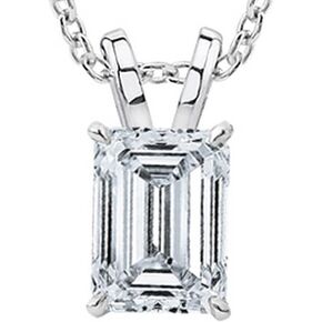 1/2-3 Carat 14K White Gold GIA Certified Emerald Cut Diamond Pendant Necklace Value Collection (J-K Color, VS2-SI1 Clarity)