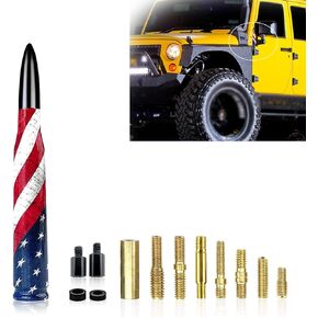 1 PC Car Bullet Antenna, 5.5In x 0.7In Signal Receiver with American Flag Pattern, Universal Automobile Modification Accessories, for Most Cars, Trucks and Vans (Black)