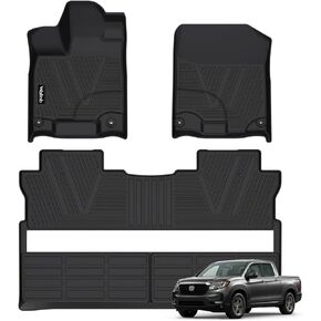 Floor Mat Custom for Honda Ridgeline 2017-2024 All Weather Protection Waterproof Non-Slip Floor Liners Fit 1st& 2nd Row Accessories Black