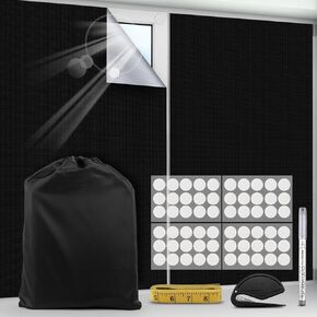 Krijues Portable Blackout Curtains 118" x 57", Blackout Blinds with 30 Pair Strong Hook & Loop Tabs, No Drill Blackout Shades for Bedroom Use