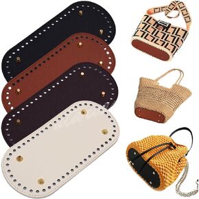 4Pcs Crochet Bag Bottom Shaper, Atarvana PU Leather Bag Bottom Shaper 8.66''×3.93'' with 52 Holes for Purse Making Supplies DIY Purse Shoulder Bag Handbag Making Accessory