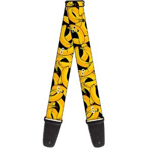 Guitar Strap Bananas Stacked Cartoon Black Yellows 2 Inches Wide