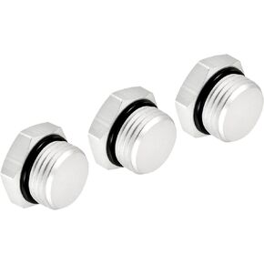 PATIKIL G1/4 Male Thread Hex Head Pipe Plug, 3 Pack Aluminum Nut Cap Socket Hose Fitting Adapter Connector for Water Fuel Gas Tube, Silver