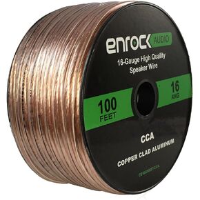 Enrock Car Audio Spool of 100 Foot 16-Gauge Speaker Wire - Copper Clad Aluminum 16 AWG