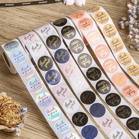 Thank You Stickers Small Business - 6 Rolls 3000 Pieces Thank You for Supporting My Small Business Stickers Labels for Envelopes, Bubble Mailers and Gift Bags Packaging, 1 Inch，500 Pieces Each Roll in Saudi Arabia