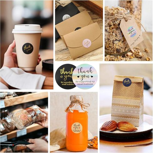 Thank You Stickers Small Business - 6 Rolls 3000 Pieces Thank You for Supporting My Small Business Stickers Labels for Envelopes, Bubble Mailers and Gift Bags Packaging, 1 Inch，500 Pieces Each Roll in Saudi Arabia
