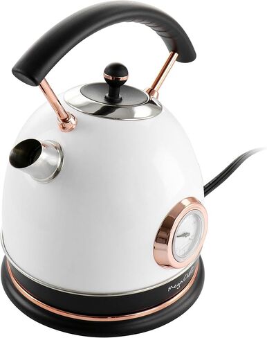 غلاية شاي كهربائية ميجاشيف سعة 1.8 لتر نصف دائرة مع منظم حرارة باللون الأبيض in Kuwait