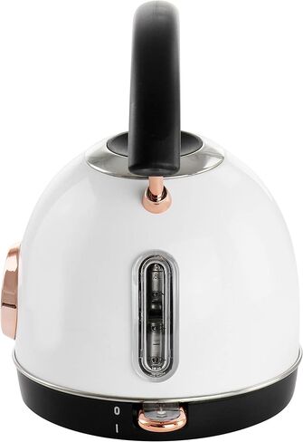 غلاية شاي كهربائية ميجاشيف سعة 1.8 لتر نصف دائرة مع منظم حرارة باللون الأبيض in Kuwait