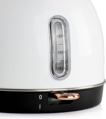 غلاية شاي كهربائية ميجاشيف سعة 1.8 لتر نصف دائرة مع منظم حرارة باللون الأبيض in Kuwait