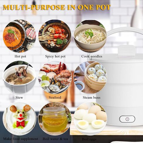 طباخ كهربائي قابل للطي، غلاية كهربائية صغيرة، وعاء تسخين قابل للطي، وعاء غليان الماء مع باخرة 100-240 فولت in Kuwait