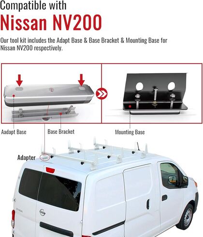 قضبان متقاطعة لسقف الشاحنة الفولاذية طراز X202 من AA-Racks تناسب 2013-On NV200/ 2014-On Transit Connect/ 2013-2017 City Express، 3 بار 50 بوصة - أبيض in Kuwait