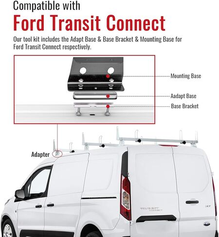 قضبان متقاطعة لسقف الشاحنة الفولاذية طراز X202 من AA-Racks تناسب 2013-On NV200/ 2014-On Transit Connect/ 2013-2017 City Express، 3 بار 50 بوصة - أبيض in Kuwait